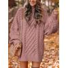 imageANRABESS Women Long Sleeve Oversized Cable Knit Chunky Baggy Loose Pullover Tunic Mini Sweater Dress 2025 Trendy Fall OutfitsRed Pink