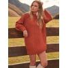 imageANRABESS Women Long Sleeve Oversized Cable Knit Chunky Baggy Loose Pullover Tunic Mini Sweater Dress 2025 Trendy Fall OutfitsRust