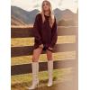 imageANRABESS Women Long Sleeve Oversized Cable Knit Chunky Baggy Loose Pullover Tunic Mini Sweater Dress 2025 Trendy Fall OutfitsWine Red