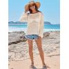 imageANRABESS Womens Crochet Cover Up Summer Long Sleeve Loose Fit Casual Sweater Tops Hollow Out Knit Swimwear 2025 Beach ShirtsBeige