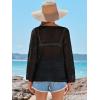 imageANRABESS Womens Crochet Cover Up Summer Long Sleeve Loose Fit Casual Sweater Tops Hollow Out Knit Swimwear 2025 Beach ShirtsBlack