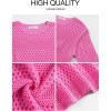 imageANRABESS Womens Crochet Cover Up Summer Long Sleeve Loose Fit Casual Sweater Tops Hollow Out Knit Swimwear 2025 Beach ShirtsHot Pink