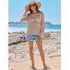imageANRABESS Womens Crochet Cover Up Summer Long Sleeve Loose Fit Casual Sweater Tops Hollow Out Knit Swimwear 2025 Beach ShirtsKhaki