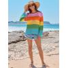 imageANRABESS Womens Crochet Cover Up Summer Long Sleeve Loose Fit Casual Sweater Tops Hollow Out Knit Swimwear 2025 Beach ShirtsStripe Rainbow