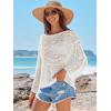 imageANRABESS Womens Crochet Cover Up Summer Long Sleeve Loose Fit Casual Sweater Tops Hollow Out Knit Swimwear 2025 Beach ShirtsWhite