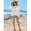 imageANRABESS Womens Crochet Cover Up Summer Long Sleeve Loose Fit Casual Sweater Tops Hollow Out Knit Swimwear 2025 Beach ShirtsWhite