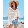 imageANRABESS Womens Crochet Cover Up Summer Long Sleeve Loose Fit Casual Sweater Tops Hollow Out Knit Swimwear 2025 Beach ShirtsWhite