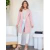 imageANRABESS Womens Open Front Knit Lightweight Cardigan Casual Long Coatigan Sweater Lady Jacket Coat 2025 Fall OuterwearPink