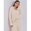imageANRABESS Womens Two Piece Outfits Sweater Sets Waffle Knit Pullover Wide Leg Pants Tracksuit Sweatsuits Matching Lounge SetApricot