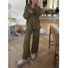 imageANRABESS Womens Two Piece Outfits Sweater Sets Waffle Knit Pullover Wide Leg Pants Tracksuit Sweatsuits Matching Lounge SetArmy Green