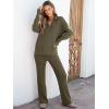 imageANRABESS Womens Two Piece Outfits Sweater Sets Waffle Knit Pullover Wide Leg Pants Tracksuit Sweatsuits Matching Lounge SetArmy Green