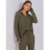 imageANRABESS Womens Two Piece Outfits Sweater Sets Waffle Knit Pullover Wide Leg Pants Tracksuit Sweatsuits Matching Lounge SetArmy Green
