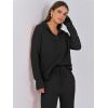 imageANRABESS Womens Two Piece Outfits Sweater Sets Waffle Knit Pullover Wide Leg Pants Tracksuit Sweatsuits Matching Lounge SetBlack