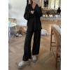imageANRABESS Womens Two Piece Outfits Sweater Sets Waffle Knit Pullover Wide Leg Pants Tracksuit Sweatsuits Matching Lounge SetBlack