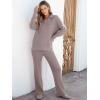 imageANRABESS Womens Two Piece Outfits Sweater Sets Waffle Knit Pullover Wide Leg Pants Tracksuit Sweatsuits Matching Lounge SetCamel