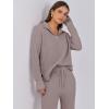 imageANRABESS Womens Two Piece Outfits Sweater Sets Waffle Knit Pullover Wide Leg Pants Tracksuit Sweatsuits Matching Lounge SetCamel