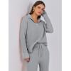 imageANRABESS Womens Two Piece Outfits Sweater Sets Waffle Knit Pullover Wide Leg Pants Tracksuit Sweatsuits Matching Lounge SetGrey