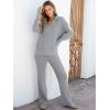 imageANRABESS Womens Two Piece Outfits Sweater Sets Waffle Knit Pullover Wide Leg Pants Tracksuit Sweatsuits Matching Lounge SetGrey