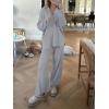 imageANRABESS Womens Two Piece Outfits Sweater Sets Waffle Knit Pullover Wide Leg Pants Tracksuit Sweatsuits Matching Lounge SetGrey