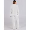 imageANRABESS Womens Two Piece Outfits Sweater Sets Waffle Knit Pullover Wide Leg Pants Tracksuit Sweatsuits Matching Lounge SetWhite
