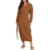 imageANRABESS Women Long Sleeve Button V Neck Oversized Casual Loose Fit Waffle Knit Fall Midi Sweater Dress 2025 Trendy OutfitsLight Khaki