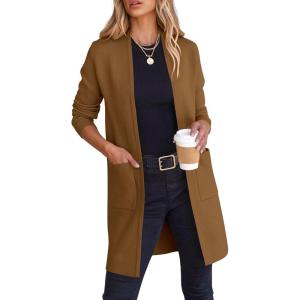 imageANRABESS Cardigan Sweater for Women Casual 2025 Fall Fashion Coat Long Sleeve Open Front Knit Coatigan OutwearCaramel