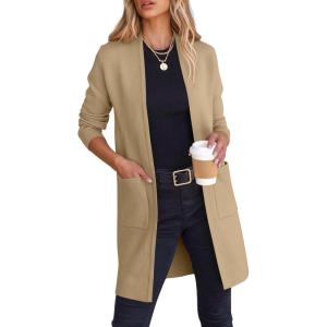 imageANRABESS Cardigan Sweater for Women Casual 2025 Fall Fashion Coat Long Sleeve Open Front Knit Coatigan OutwearKhaki
