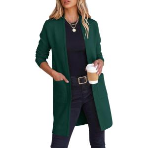 imageANRABESS Cardigan Sweater for Women Casual 2025 Fall Fashion Coat Long Sleeve Open Front Knit Coatigan OutwearOpal Green