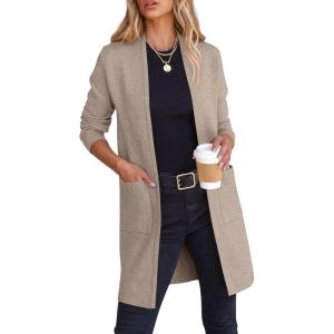 imageANRABESS Cardigan Sweater for Women Casual 2025 Fall Fashion Coat Long Sleeve Open Front Knit Coatigan OutwearRed Khaki