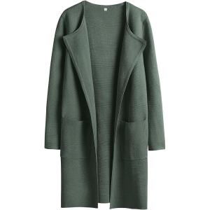 imageANRABESS Womens Open Front Knit Lightweight Cardigan Casual Long Coatigan Sweater Lady Jacket Coat 2025 Fall OuterwearArmy Green