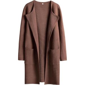 imageANRABESS Womens Open Front Knit Lightweight Cardigan Casual Long Coatigan Sweater Lady Jacket Coat 2025 Fall OuterwearBrown