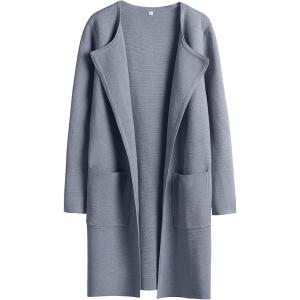 imageANRABESS Womens Open Front Knit Lightweight Cardigan Casual Long Coatigan Sweater Lady Jacket Coat 2025 Fall OuterwearGray Blue