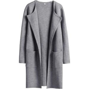 imageANRABESS Womens Open Front Knit Lightweight Cardigan Casual Long Coatigan Sweater Lady Jacket Coat 2025 Fall OuterwearGrey