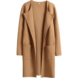 imageANRABESS Womens Open Front Knit Lightweight Cardigan Casual Long Coatigan Sweater Lady Jacket Coat 2025 Fall OuterwearLight Brown