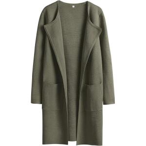 imageANRABESS Womens Open Front Knit Lightweight Cardigan Casual Long Coatigan Sweater Lady Jacket Coat 2025 Fall OuterwearOlive Green