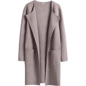 imageANRABESS Womens Open Front Knit Lightweight Cardigan Casual Long Coatigan Sweater Lady Jacket Coat 2025 Fall OuterwearPink Apricot