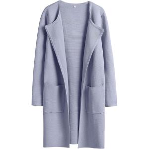 imageANRABESS Womens Open Front Knit Lightweight Cardigan Casual Long Coatigan Sweater Lady Jacket Coat 2025 Fall OuterwearPurple Gray