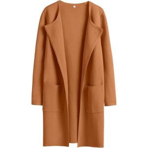 imageANRABESS Womens Open Front Knit Lightweight Cardigan Casual Long Coatigan Sweater Lady Jacket Coat 2025 Fall OuterwearRust