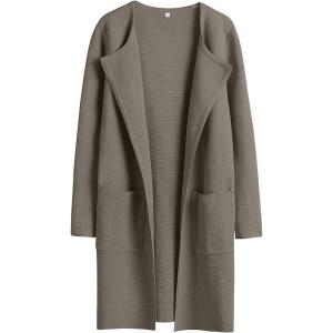 imageANRABESS Womens Open Front Knit Lightweight Cardigan Casual Long Coatigan Sweater Lady Jacket Coat 2025 Fall OuterwearTaupe