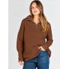 imageANRABESS Women Quarter Zip Oversized Casual Loose Rib Knit Cozy Pullover Sweaters Top 2025 Fall Fashion Outfits ClothesCaramel