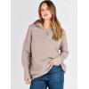 imageANRABESS Women Quarter Zip Oversized Casual Loose Rib Knit Cozy Pullover Sweaters Top 2025 Fall Fashion Outfits ClothesRed Apricot