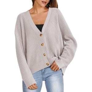 imageANRABESS Women Cardigan Sweaters 2024 Fall Oversized Button Open Front Knit Lightweight Cardigans Fall Outfits OuterwearGray