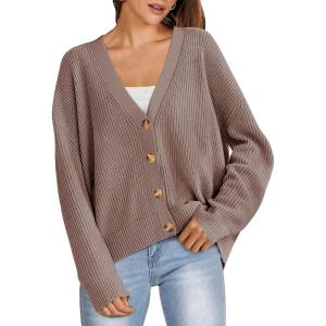 imageANRABESS Women Cardigan Sweaters 2024 Fall Oversized Button Open Front Knit Lightweight Cardigans Fall Outfits OuterwearNutmeg