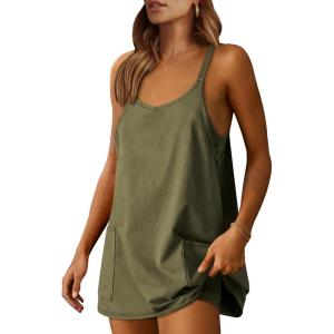 imageANRABESS Women Summer Mini Romper Dress Workout Tennis Active Sports Athletic Outfits Built in Shorts Trendy VacationArmy Green