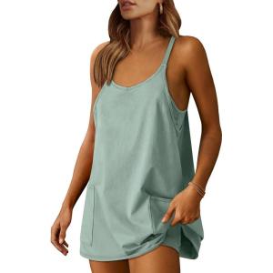 imageANRABESS Women Summer Mini Romper Dress Workout Tennis Active Sports Athletic Outfits Built in Shorts Trendy VacationGray Blue