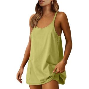 imageANRABESS Women Summer Mini Romper Dress Workout Tennis Active Sports Athletic Outfits Built in Shorts Trendy VacationLight Green