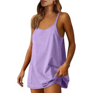 imageANRABESS Women Summer Mini Romper Dress Workout Tennis Active Sports Athletic Outfits Built in Shorts Trendy VacationPurple