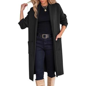 imageANRABESS Womens Cardigan Long Sweater Oversized Open Front Knit Duster Coat 2024 Trendy Lady Fall Coatigan OuterwearBlack