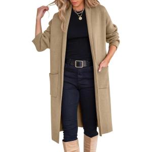 imageANRABESS Womens Cardigan Long Sweater Oversized Open Front Knit Duster Coat 2024 Trendy Lady Fall Coatigan OuterwearBrown