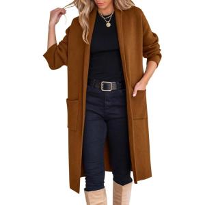 imageANRABESS Womens Cardigan Long Sweater Oversized Open Front Knit Duster Coat 2024 Trendy Lady Fall Coatigan OuterwearCaramel